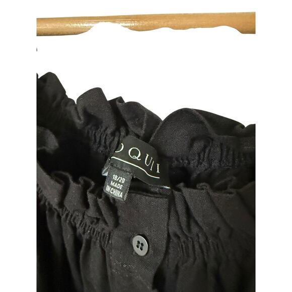 Eloquii Linen Blend Off Shoulder Peasant Dress Black Tie Waist 18/20 - Picture 4 of 5